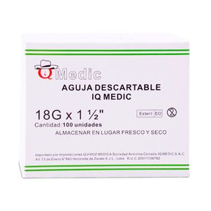 Aguja Hipodermica Número 18 - Caja 100 UN