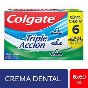 Crema Dental Colgate Triple Acción - Pack 6 UN x 60 ML