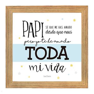 Cuadro con dedicatoria "Papi" hecho en madera por Casa Pizarro 17 x 17 cm