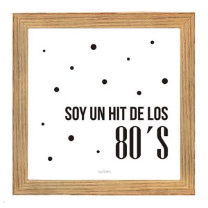 Cuadro con dedicatoria "Hit de los 80s" hecho en madera por Casa Pizarro 17 x 17 cm