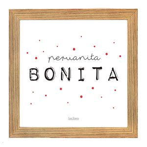 Cuadro con dedicatoria "Peruanita bonita" hecho en madera por Casa Pizarro 17 x 17 cm