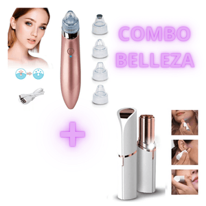 Combo Belleza: Limpiador y Succionador Facial de Puntos Negros + Mini Removedor de Vello Facial