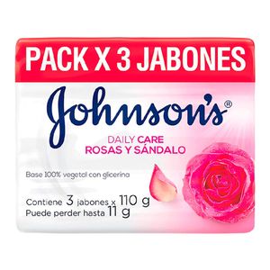 Jabón en Barra Johnson's Daily Care Rosas y Sándalo - Pack 3 UN