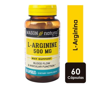 L-Arginine 500mg Cápsulas - Frasco 60 UN