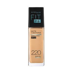 Base Maybelline Fit Me Matte 220 Natural Beige + Poreless - Frasco 30 ML