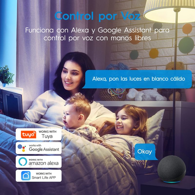 DoHome-bombilla inteligente con WiFi, lámpara Alexa, Google Home