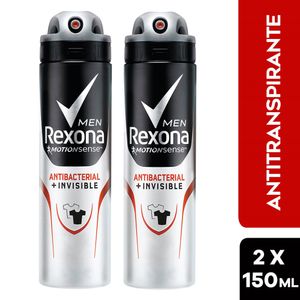 Desodorante en Spray Rexona Men Antibacterial Invisible 150G - Pack 2 UN