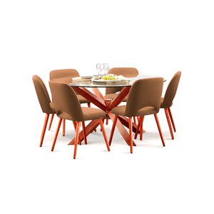 Juego de comedor de 6 sillas Cataleya Home Premium Marrón Claro