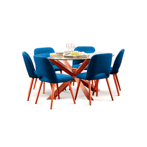 Juego de comedor de 6 sillas Cataleya Home Premium Azul