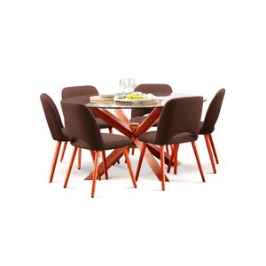 Juego de comedor de 6 sillas Cataleya Home Premium Marrón Oscuro