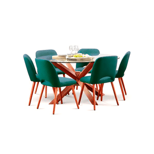 Juego de comedor de 6 sillas Cataleya Home Premium Verde Esmeralda