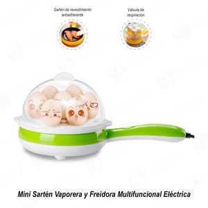 Mini Sartén Vaporera y Freidora Multifuncional Eléctrica