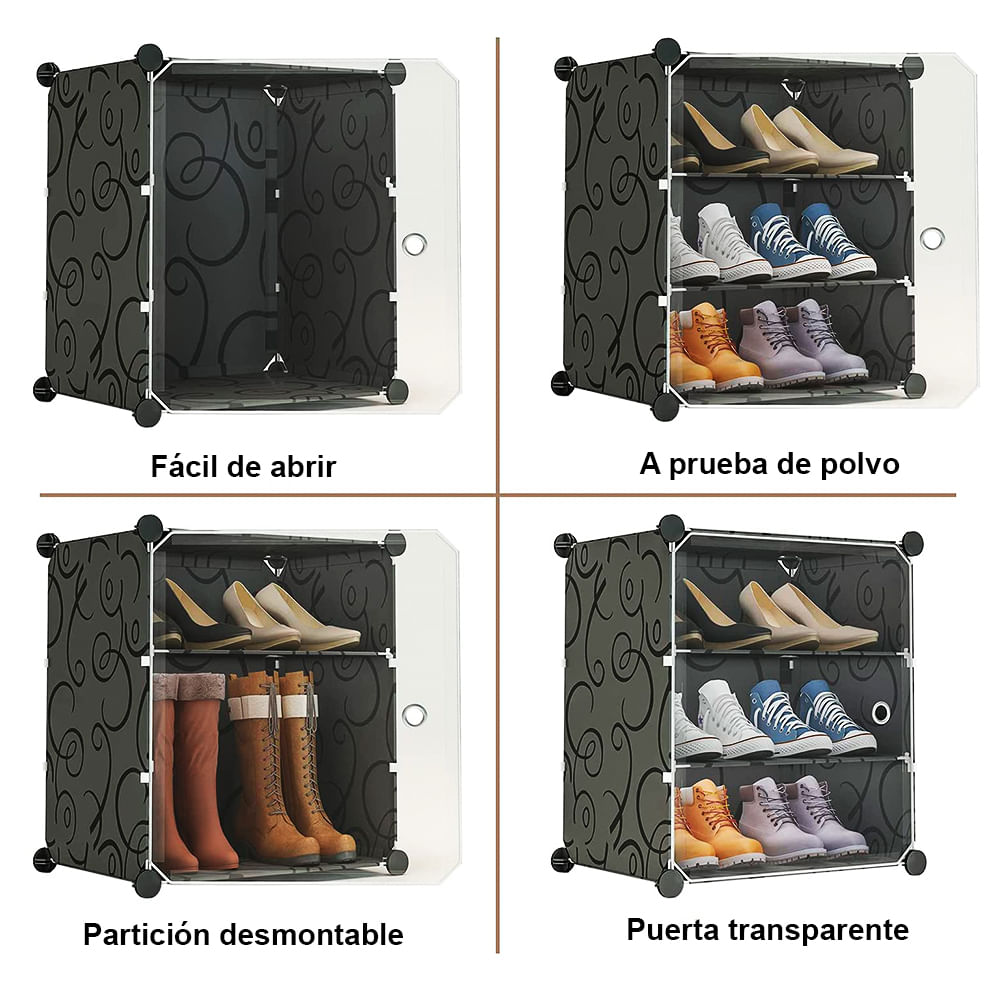 Zapatera Mueble para Zapatos Organizador con Varios Compartimientos Color  Negro Practiksa Armable