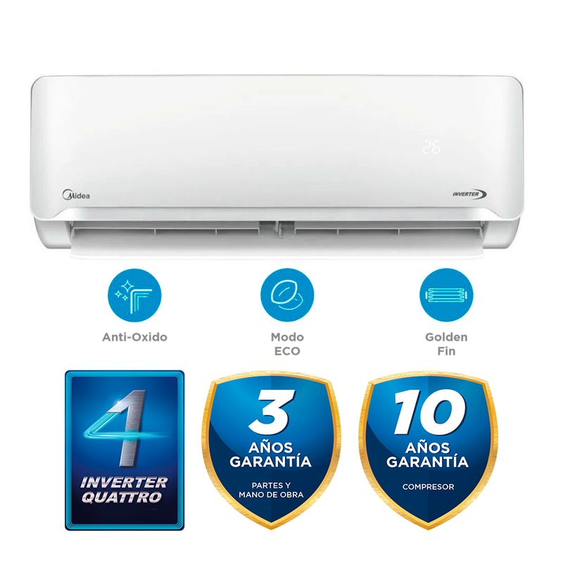 Aire Acondicionado Midea Split Pared Inverter Frío 12000 BTU - Real Plaza