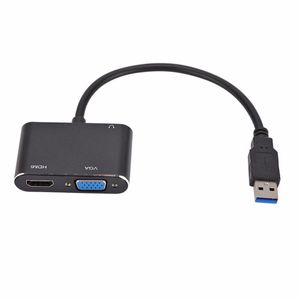 Convertidor USB 3.0 a Hmdi 4k VGA con Audio 3.5mm 3 en 1 Multiport hub
