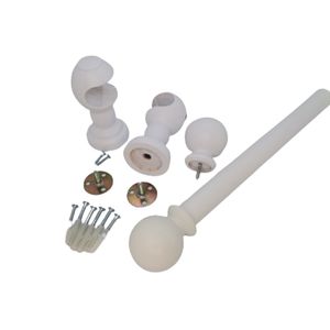 Pack Cortinero Simple Madera Aura 200cm Bola Color Blanco