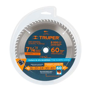 Disco Sierra Circular 7 1/4" X 60 D Para Madera Truper 18324