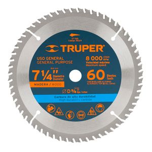Disco Sierra Circular 7 1/4" X 60 D Para Madera Truper 18324