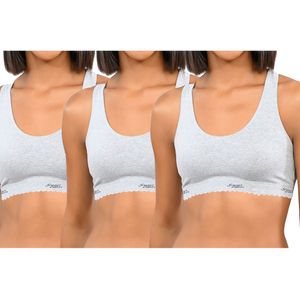 Pack x3 Tops Deportivos de Algodón Sweet Cotton Plomo