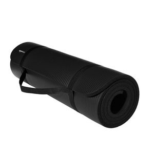 Colchoneta Mat de Yoga de 15 mm, Correa Transportable, Mantra de Yoga Negro