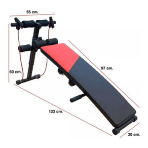 Banca Abdominal Multifuncional con Ligas y Pesas, Color Negro Modelo DY01