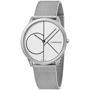 Reloj Calvin Klein Minimal K3M5115X Suizo Para Hombre Acero Inoxidable Mate Plateado Blanco