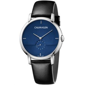 Reloj Calvin Klein Established K9H2X1CN Suizo Para Hombre Correa de Cuero Negro Azul