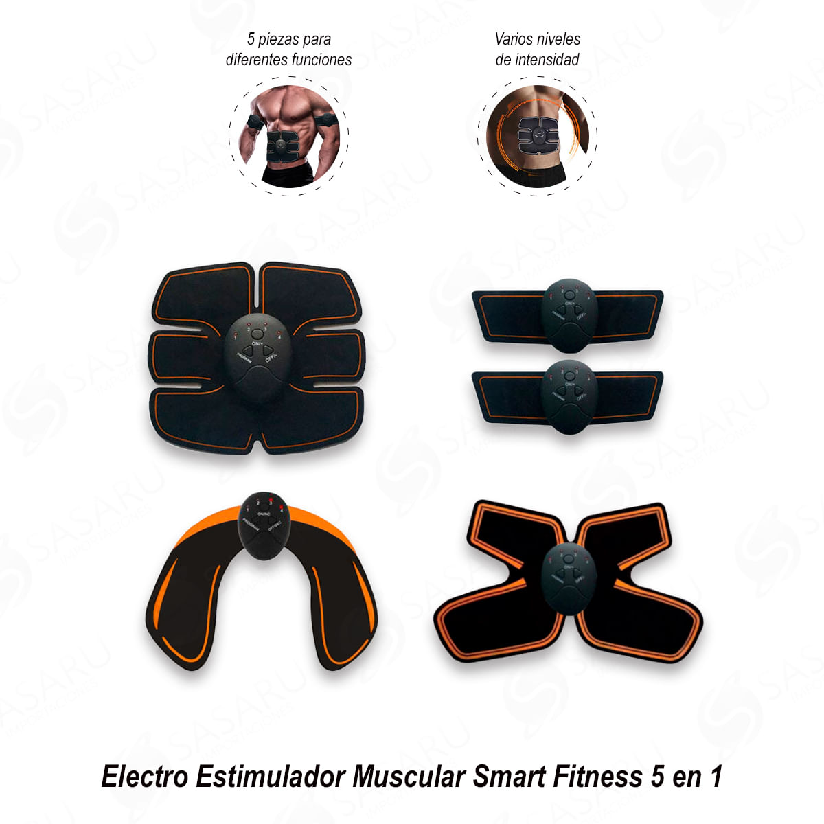 Electro Estimulador Muscular Smart Fitness 5 en 1 Abdomen + Cuello