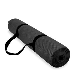 Colchoneta Mat de Yoga 6 mm Bolso Transportable, Mantra de Yoga y Pilates Negro