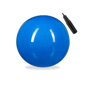 Pelota para Yoga y Pilates, Inflador 75cm, Fitness y Gimnasio Azul