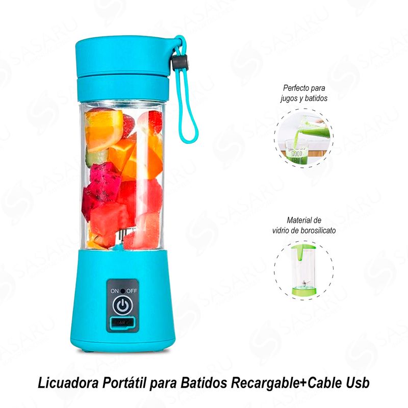 Licuadora Portátil para Batidos Recargable con Cable Usb - Rosado - Real  Plaza