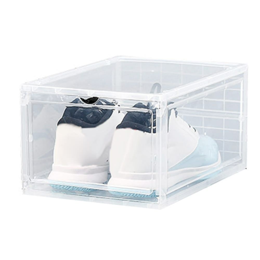  Cajas de zapatos de plástico transparente – Contenedor apilable  para zapatos, expositor de zapatos frontal para armarios, zapatero de  entrada, estante de ropa, cama, fácil montaje (3 unidades) (blanco) : Todo