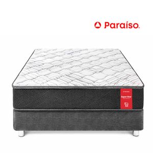 Cama Paraíso Super Star King Acero + 2 almohadas + protector