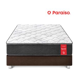 Cama Paraíso Super Star King Chocolate + 2 almohadas + protector