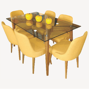 Juego de Comedor 6 Sillas Jacy Amarillo Alto Hogar