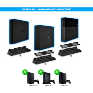 Base 4 En 1 Cargador Stand Ventilador Cooler Para Ps4 Fat/Slim/Pro