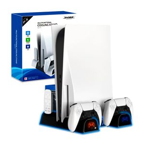 Base 4 En 1 Para Ps5 CL/SL Ventilador Cargador Portajuegos Negro