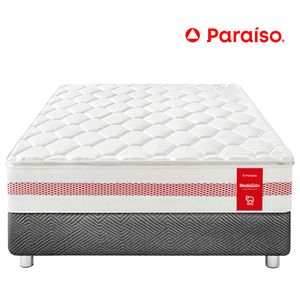 Cama Box Tarima PARAISO Medallón Ergosoft 1.5 Plz + 1 Almohada + Protector
