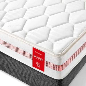 Cama Box Tarima PARAISO Medallón Ergosoft 2 Plz + 2 Almohadas + Protector
