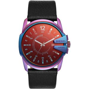Reloj Diesel Master Chief DZ1951 para Hombre Fecha Correa de Cuero Negro Tornasol Iridiscente