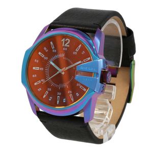 Reloj Diesel Master Chief DZ1951 para Hombre Fecha Correa de Cuero Negro Tornasol Iridiscente
