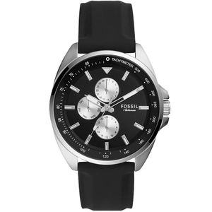 Reloj Fossil Autocross BQ2553 Multifuncional para Hombre Correa de Silicona Negro Plateado