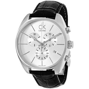 Reloj Calvin Klein Exchange K2F27120 Suizo para Hombre Correa de Cuero Negro Plateado