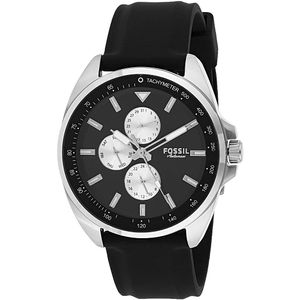 Reloj Fossil Autocross BQ2553 Multifuncional para Hombre Correa de Silicona Negro Plateado