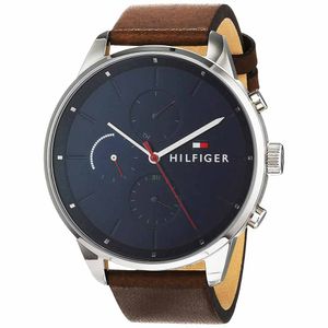 Reloj Tommy Hilfiger Chase 1791487 Multifuncional para Hombre Correa De Cuero Marrón Azul