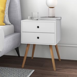 Mesa de Noche Velador Vintage Kimora 2 Cajones Ventitaspe Color Blanco