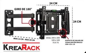 Rack para Tv  Doble Brazo Articulado de 13 A 40"  Japan Negro