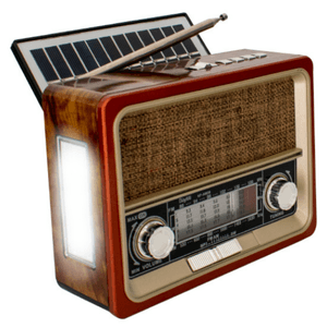 Parlante Bluetooth Radio con Panel Solar y Linterna - Marrón