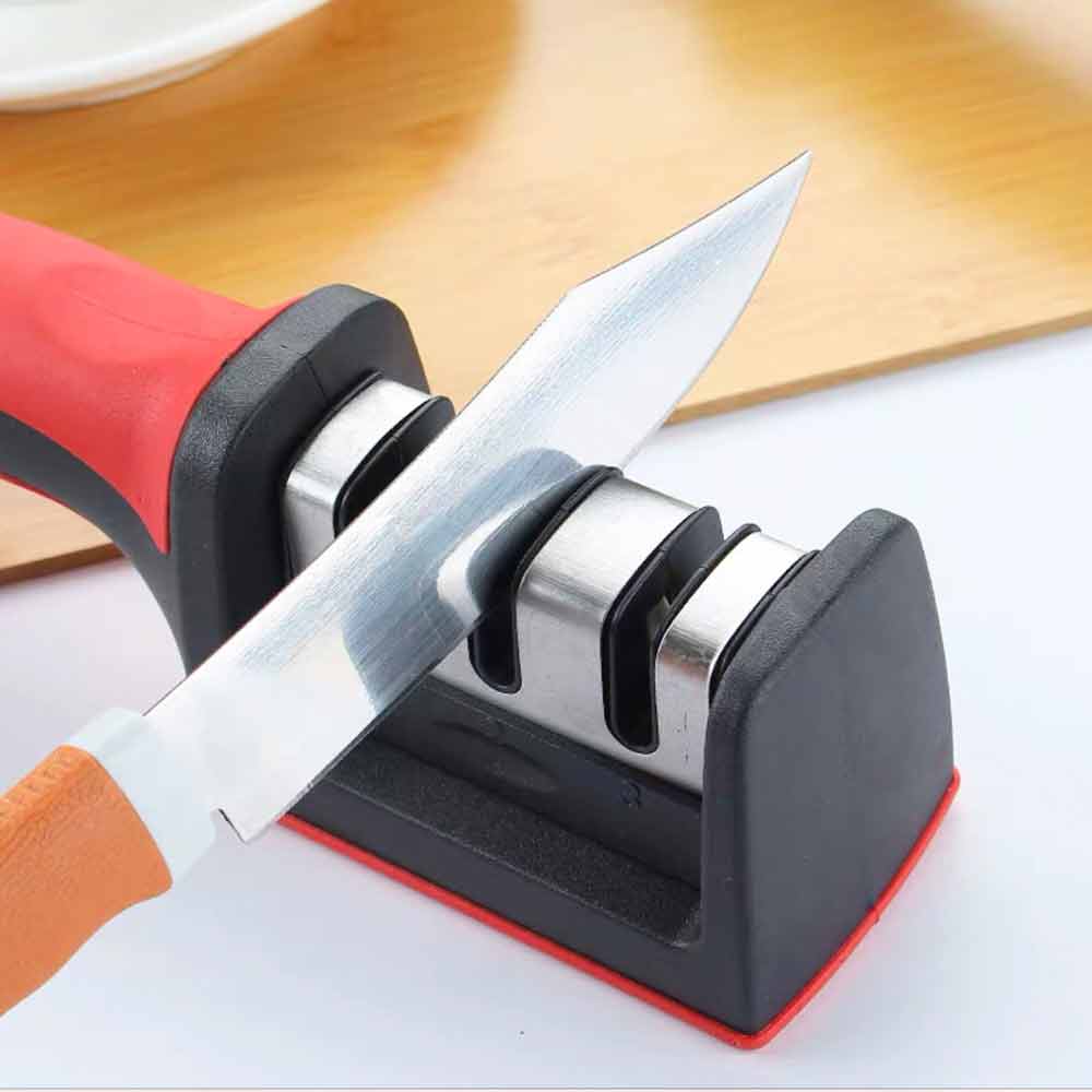 Afilador de cuchillos para cocina con 3 ranuras y una más para las