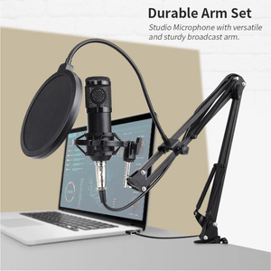 Kit Microfono Condensador Profesional Negro Bm-800 Brazo + Antipop